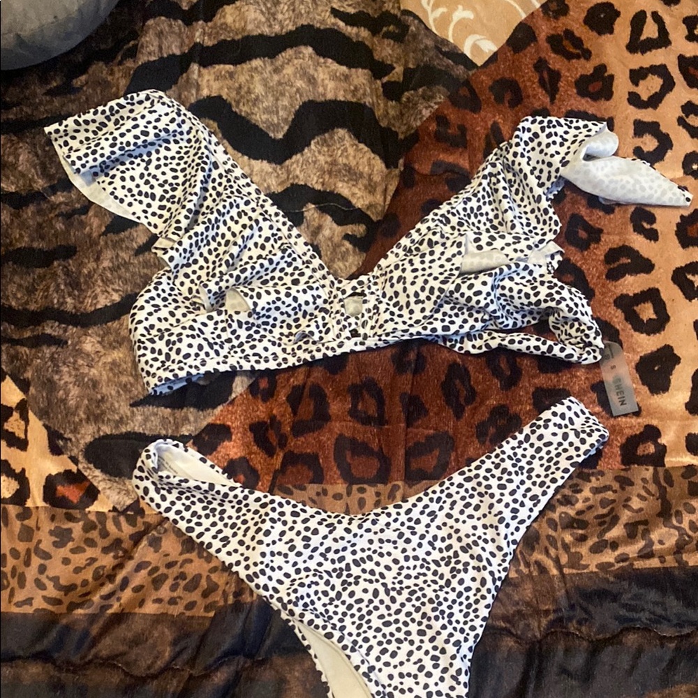 SHEIN Black and White Polka Dot Bikini